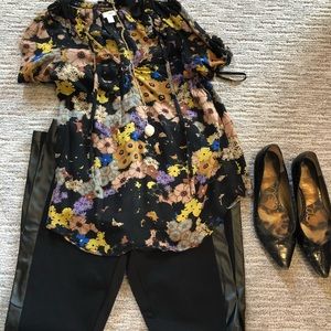 J. Crew Faux Leather Detail Pant